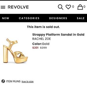 NWOT Rachel Zoe Gold strappy platforms sz 7.5